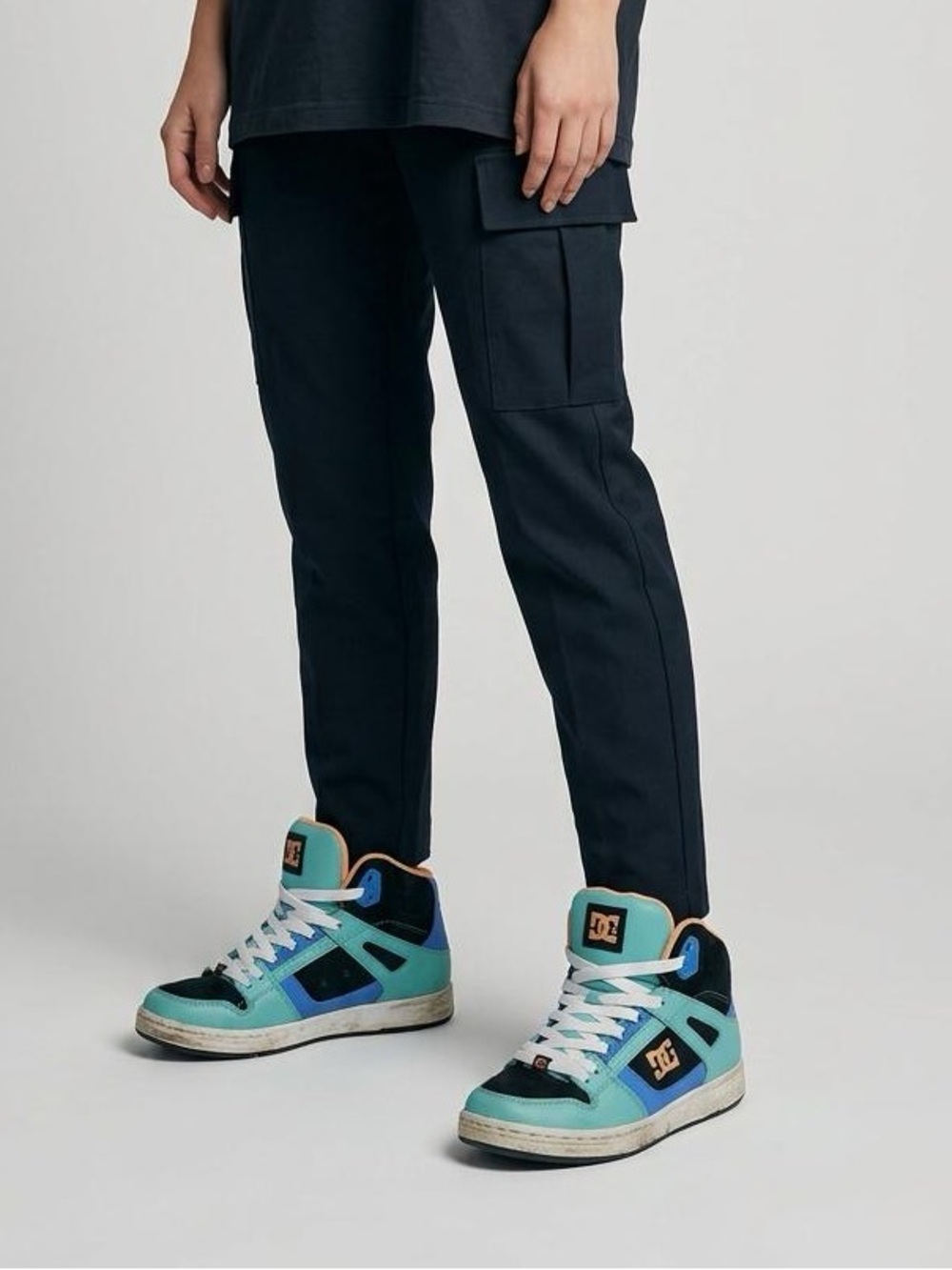 DC Kids High-Top Sneakers in Teal, Black and Blue